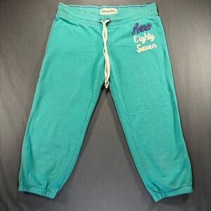 Y2K Aeropostale Teal Capri Sweatpants Womens Size Medium Aero Eighty Seven